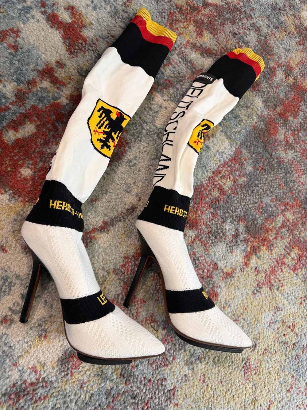 Vetements Knee-High Sock Heels with Crest Detail - Picture 2 of 3